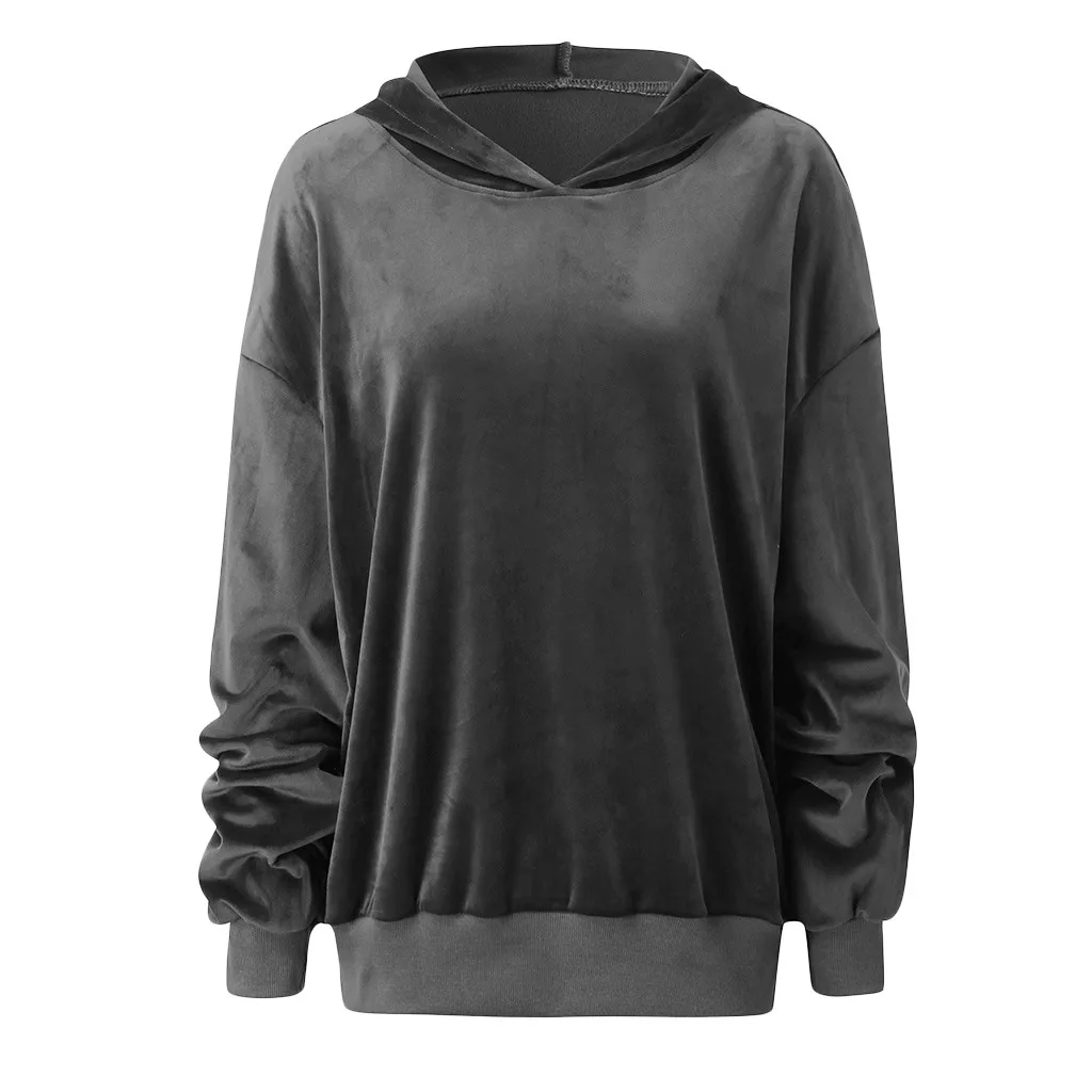 JAYCOSIN Fashion Women Casual Autumn Winter Warm Loose Long Sleeve Sweatshirt Casual Chic Solid Elegant Plush Tops