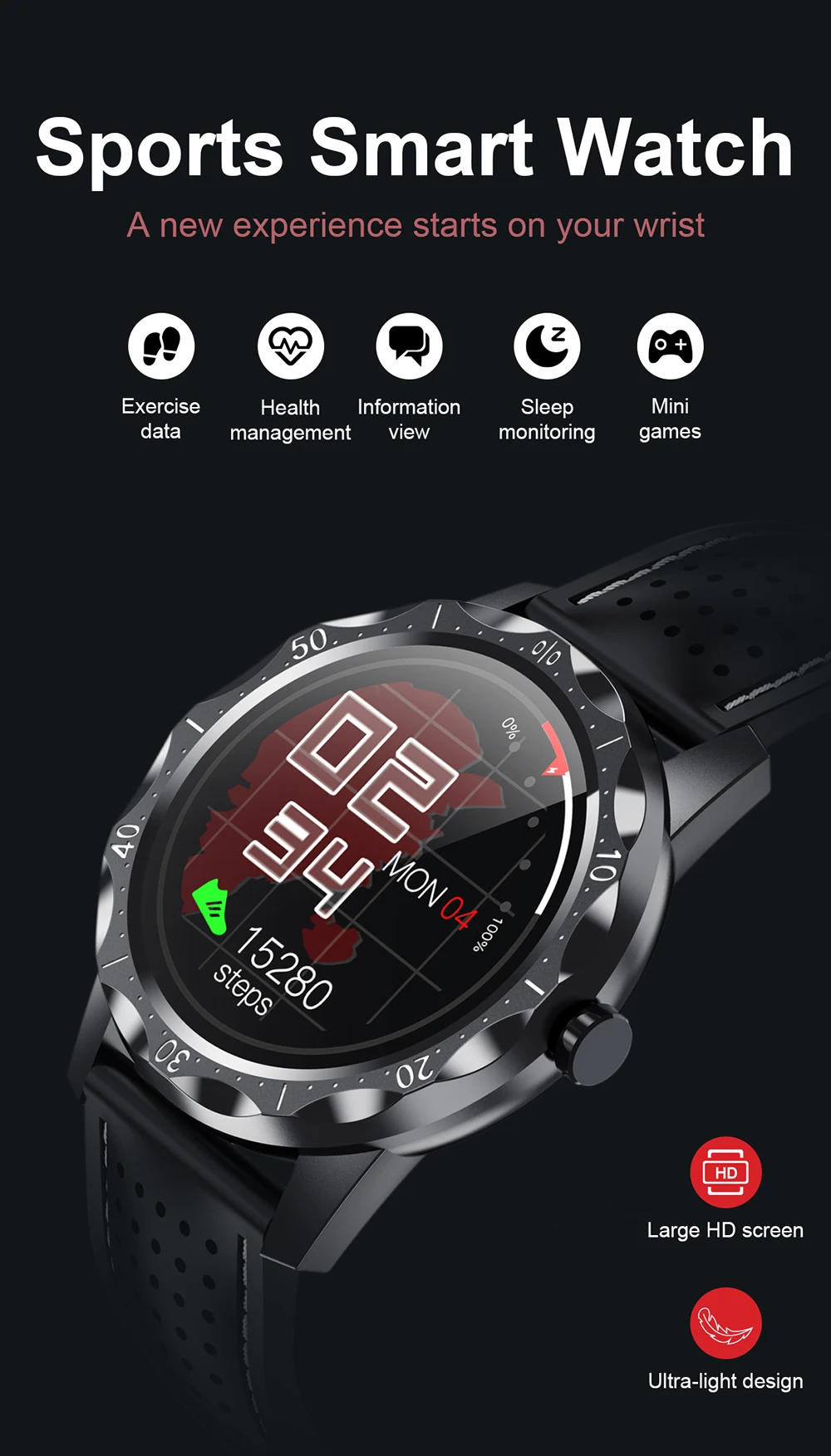 SKY 1 Plus Smartwatch Waterproof Sleep Tracker Sport Fitness Bluetooth Smartwatch