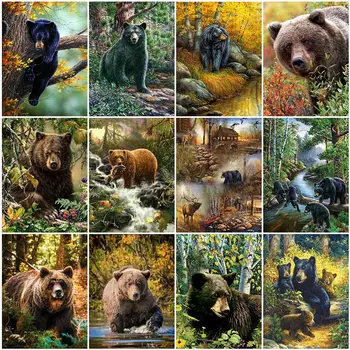

Painting By Numbers Bear Arcylic Colorful By Numbers Landscape Wall Art Oil Painting Hand Painted DIY Gift Home Decoration