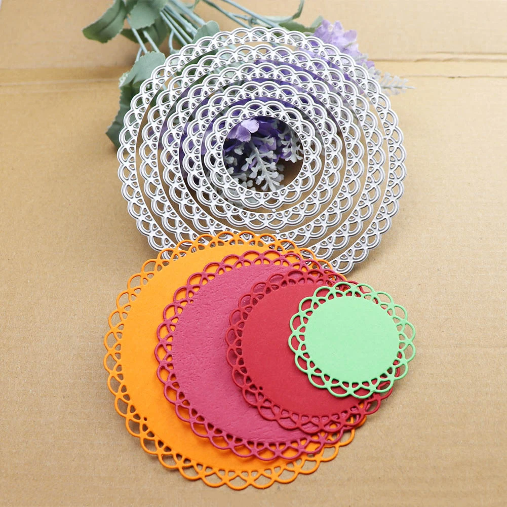 12cm Lace Round Die Circle Metal Cutting Dies Scrapbooking Die Cut For Diy Photo Album Card