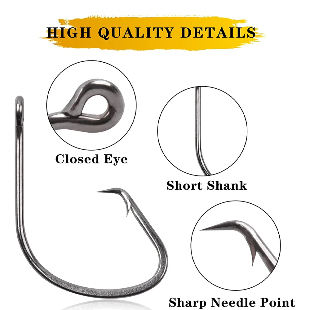 High Carbon Steel Black Nickel Non-offset Inline Circle Hook 8210 Demon  Perfect Circle 3X Strength - AliExpress