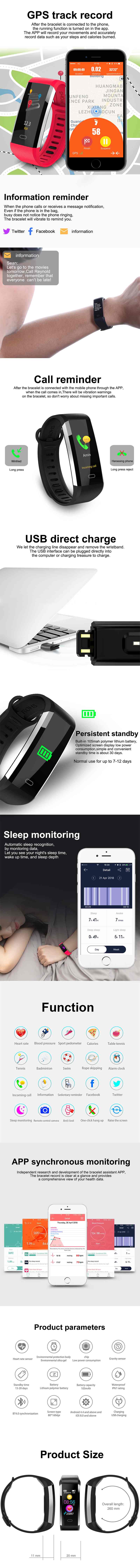 Новые спортивные Смарт-часы для фитнеса IP67 водонепроницаемый монитор сердечного ритма кровяного давления трекер Шагомер, смарт-браслет мужской браслет