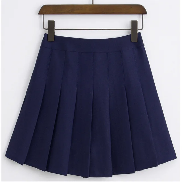 Navy blue Новинка; короткие юбки в клетку для девочек; плиссированная теннисная юбка с высокой талией; Униформа с внутренними шортами; трусы; спортивная одежда для женщин - Цвет: Navy blue