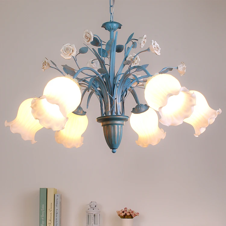 Ceiling Lights & Fans Blue Korean Pastoral Chandelier Lighting Dining