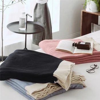 

Simple Fashion Solid Color Blanket High Quality White Edge Knitting Throw Blanket Sofa Bed Cover Soft Warm Home Textile 130x180