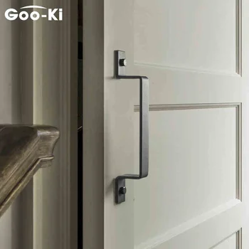 

Goo-Ki Carbon Steel Barn Door Handle Sliding Door Handle Modern Wooden Door Handle Pull and Flush Sliding Barn Door Handle Set