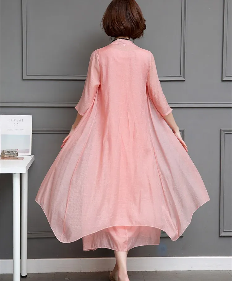 Bohemian Retro Ethnic Embroidery Print Two Piece Dress Women Summer Dress Plus Size Luxury Long Cotton Linen Dress HJ59