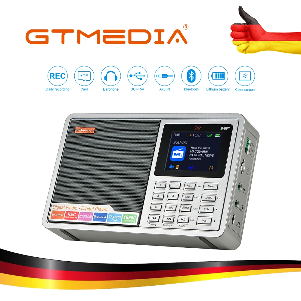 Цифровое мини-радио GTmedia D2 DAB +/TF/AUX ручное цифровое FM-радио USB TF-карта