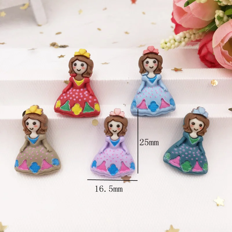 Hand Painted Resin Mix Kawaii Colorful princess Girl Flatback Cabochon Stone 10PCS Scrapbook DIY Decor Home Figurine Crafts