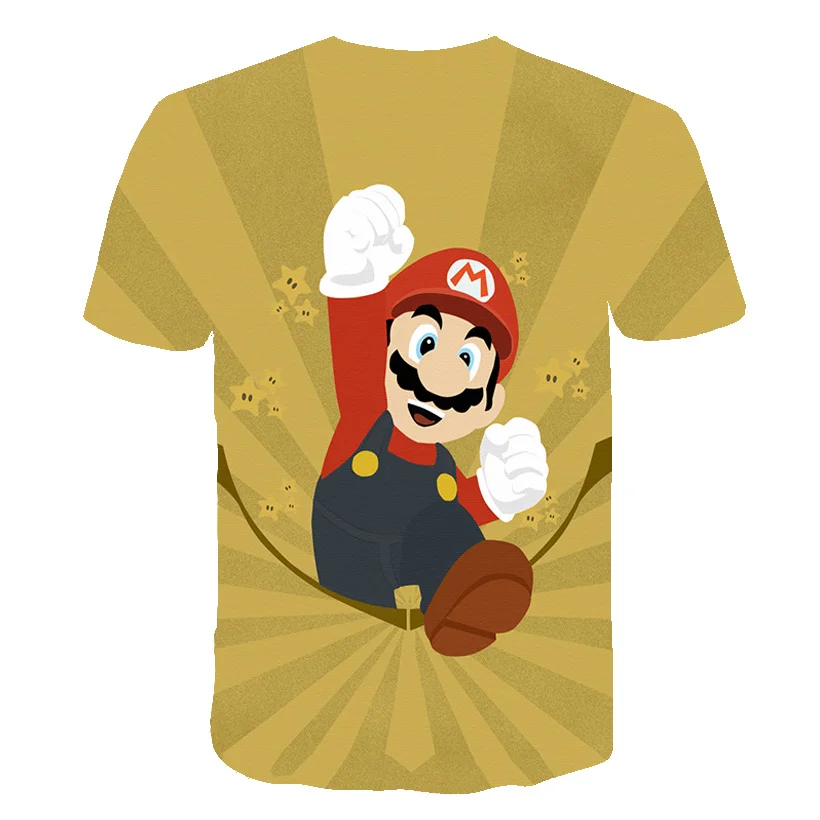 Модная футболка для мальчиков и девочек с принтом «Супер Марио» Детская футболка с короткими рукавами с изображением героев игры «Супер Марио» детские топы, футболки, одежда для малышей