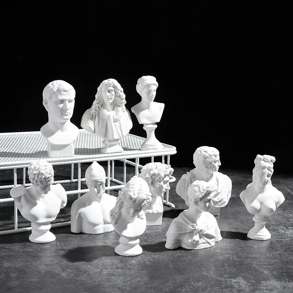 Miniature Figurines Greek Mythology Figurines Gypsum Portraits Bust Mini Gypsum Statue Drawing Practice Crafts Plaster Sculpture Nordic Home Decor