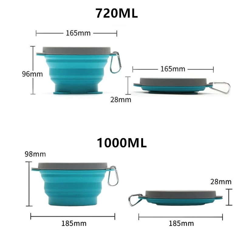 720 ML Collapsible Travel Bowl Silicone Pet Bowl with Lid Camping