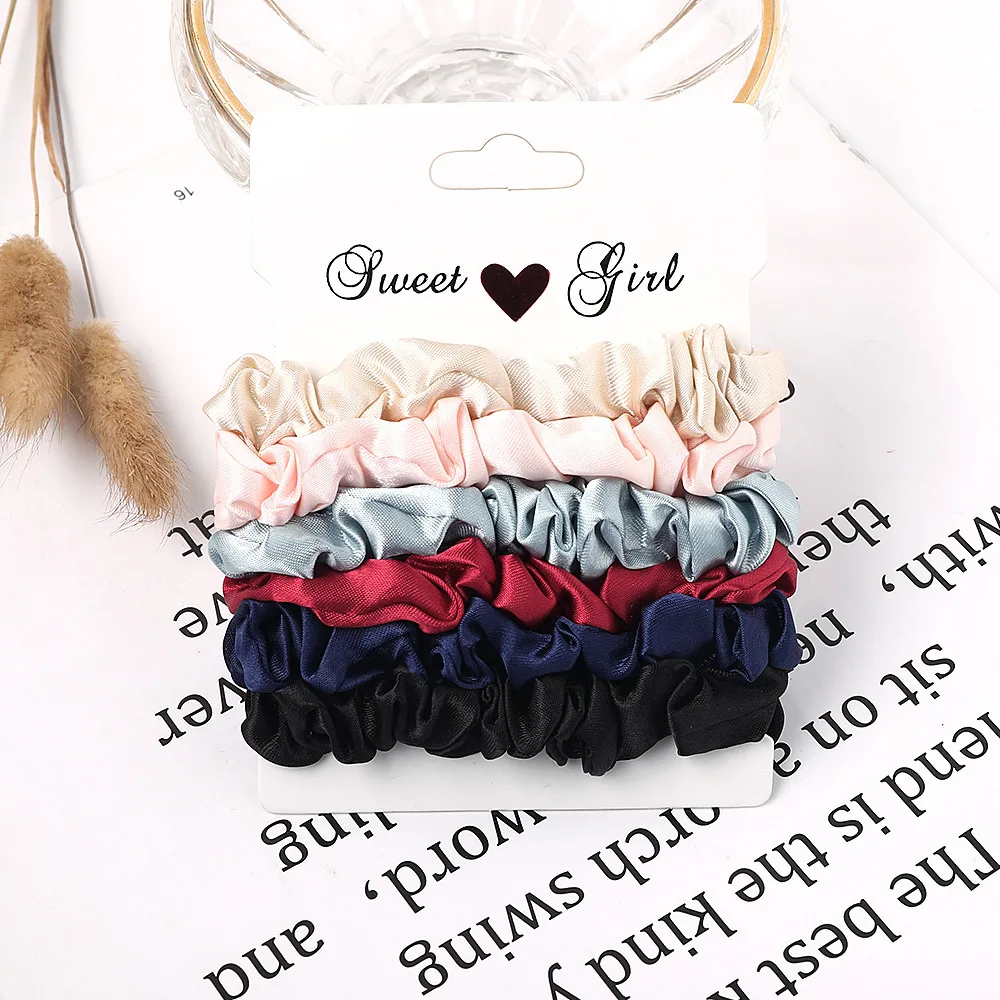 3/5/Pcs Silk Scrunchies Print Leopard Scrunchie Set Elastic Hair Bands Solid Color Fashion Headwear Women Hair Accessories Gift shein hair accessories Hair Accessories