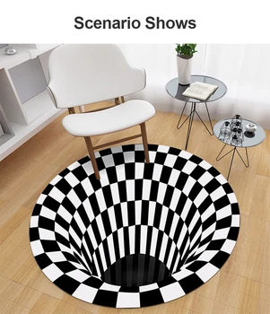 

3D Vortex Illusion Rug Stereo Vision Circular Carpet Living Room Coffee Table Sofa Blanket Print Bottomless Hole Decor Rugs Mat