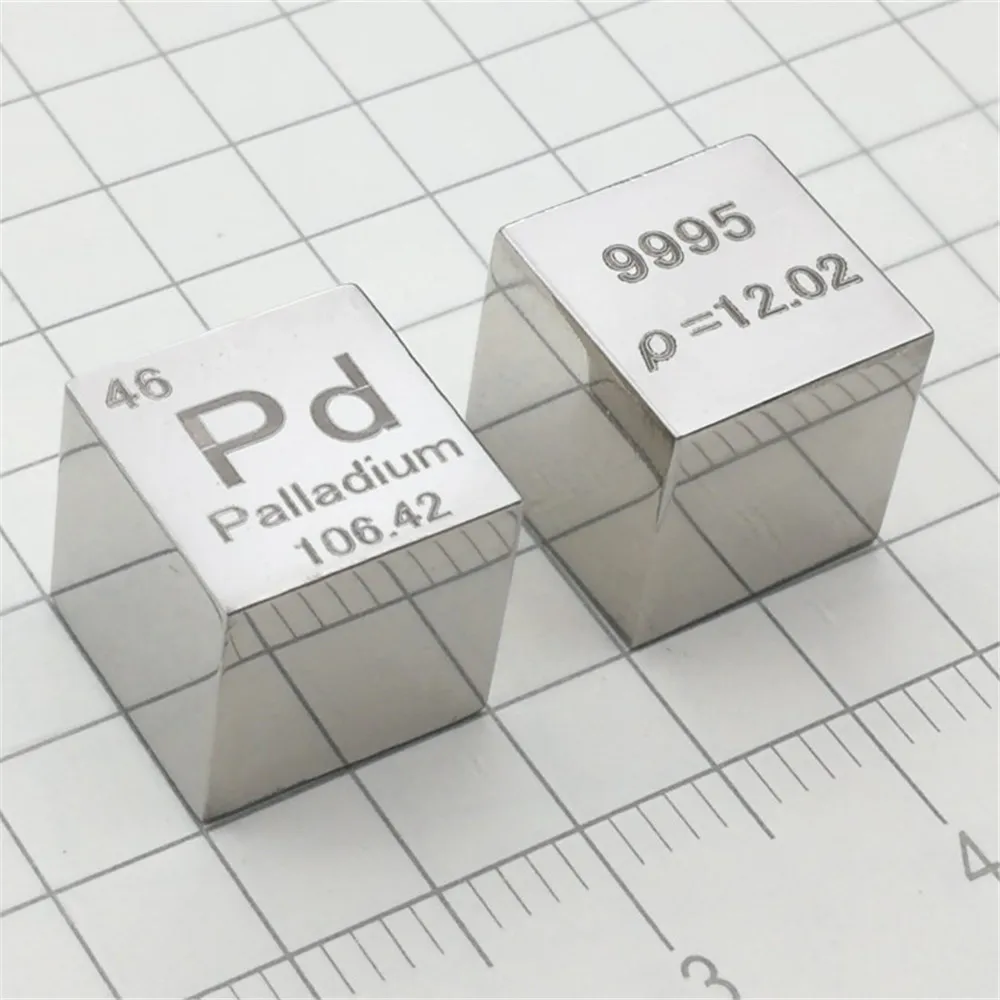 

Palladium Pd Cube Metal Laser Carved Expensive Metal Polished Mirror Research and Development Element Simple Substance Refined