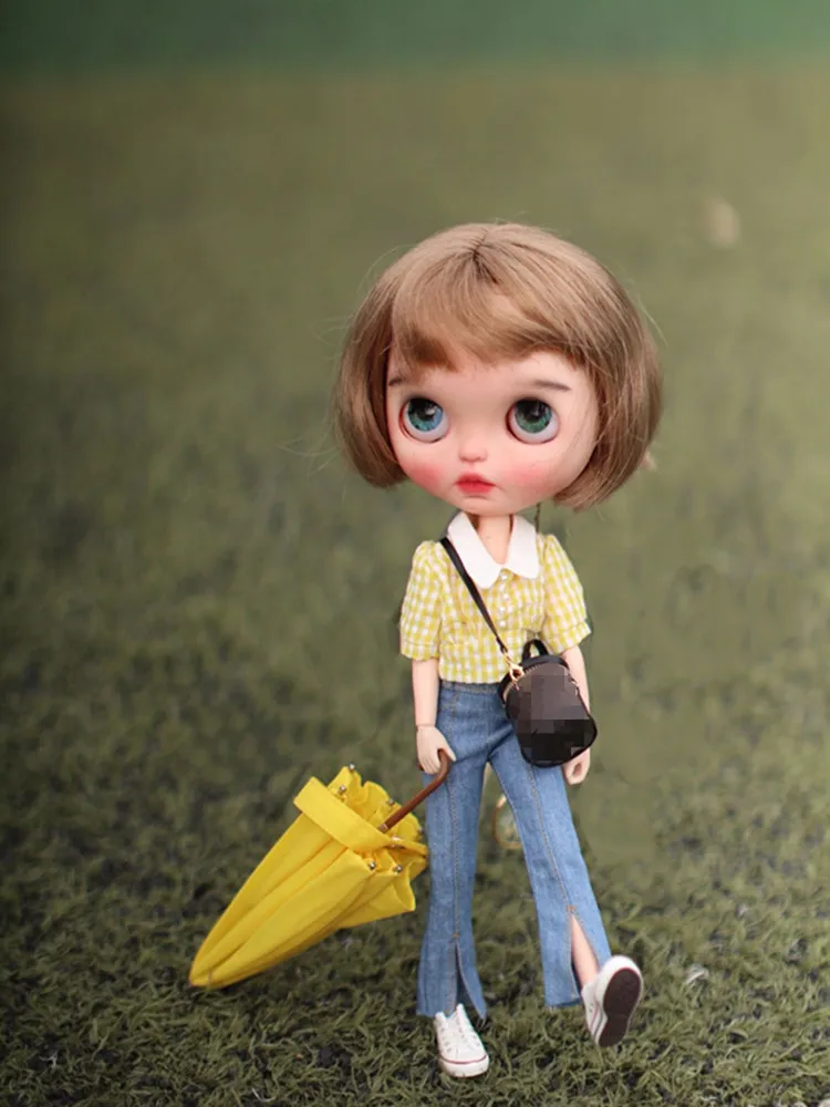 Blyth Plaid Shirt With Collar Doll Jeans (Fit Ob Holala Azone BJD Pullip ICY JerryB MMK 1/6Doll) | Игрушки и хобби