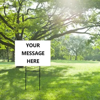 

Garden DIY Sign Blank Big Yard Sign and Frame Ground Stake Holder Set White Outdoor Decor