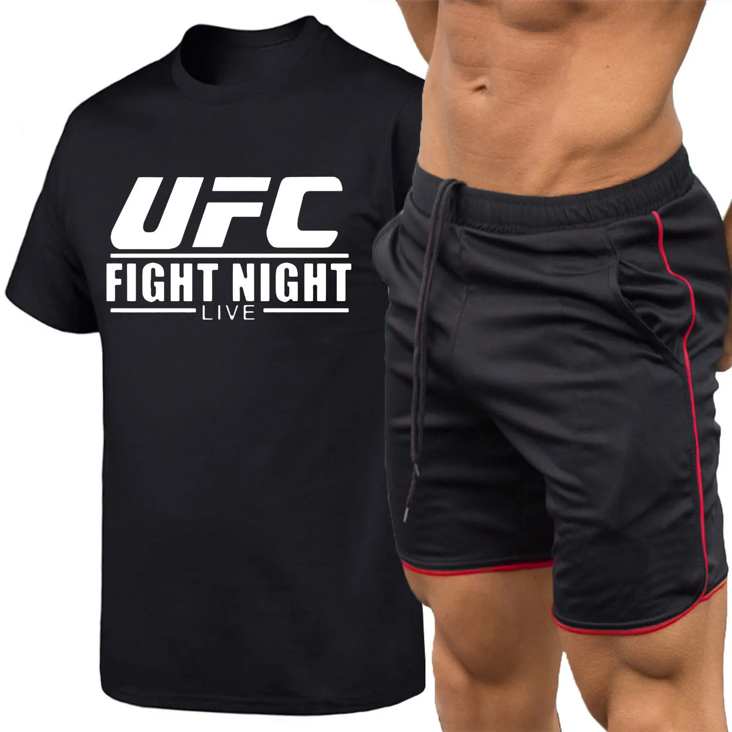 Mma ufc Europe And America Fighting Extreme Fighting Short Sleeve Casual MEN'S T-shirt+ Sports Shorts Set