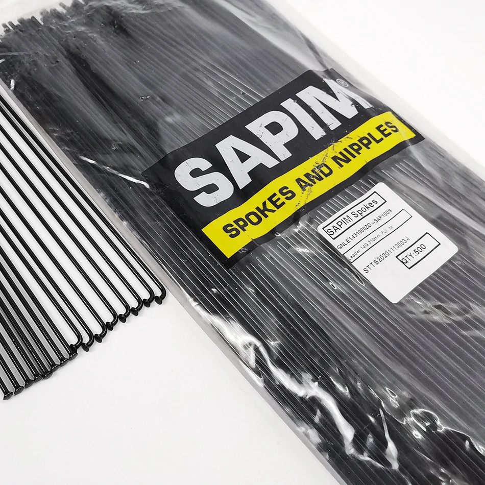 Bicycle Spokes Sapim 2.0 mm Round Straight J-bend Black Nipple for MTB Road