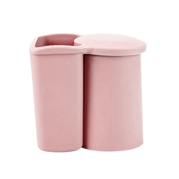 

Pink Magnetic Bathroom Set Suction Cup Toothbrush Holder with Wash Cup Hanging Storage Rack Family Bathroom Accessories