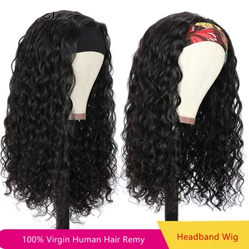 

Cheap Water Wave Headband Wig 150 Density Deep Wave Human Hair Wigs Brazilian Full Machine Made Wig For Women Easy To Install