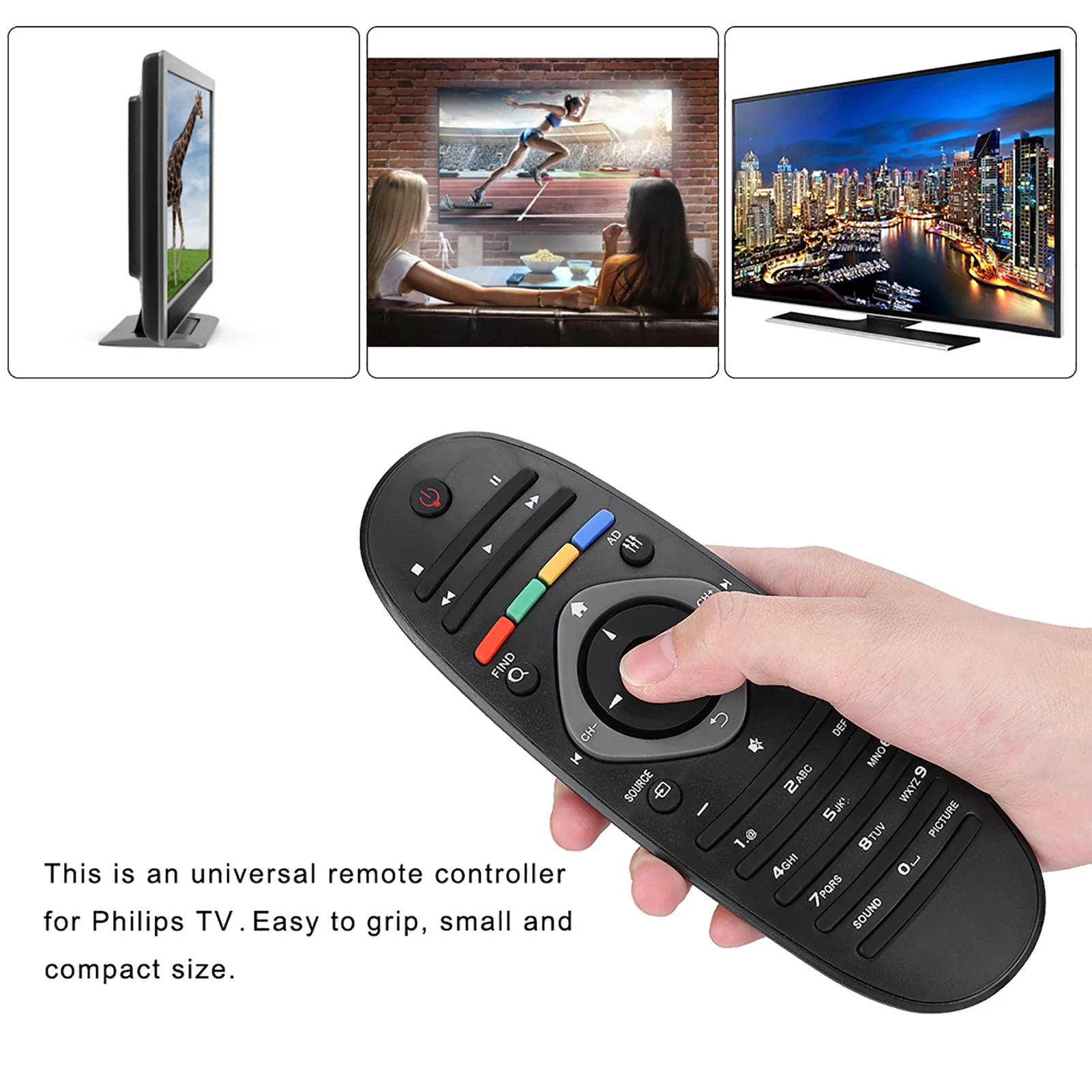 Черный Сменный пульт дистанционного управления для телевизора Philips TV / DVD AUX 2018