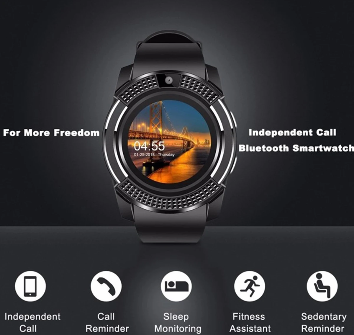 Fitness Tracker Bison Smart Watch V8 HOT Apps Smart Watch Phone V8