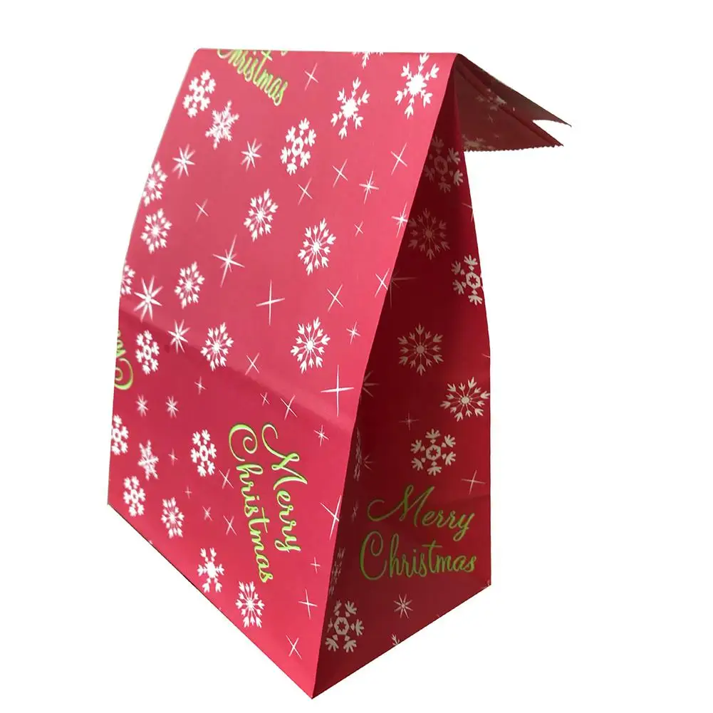 50PCS Christmas Gift Bag Kraft Paper Candy Cookie Storage Bag For Christmas Children Gift