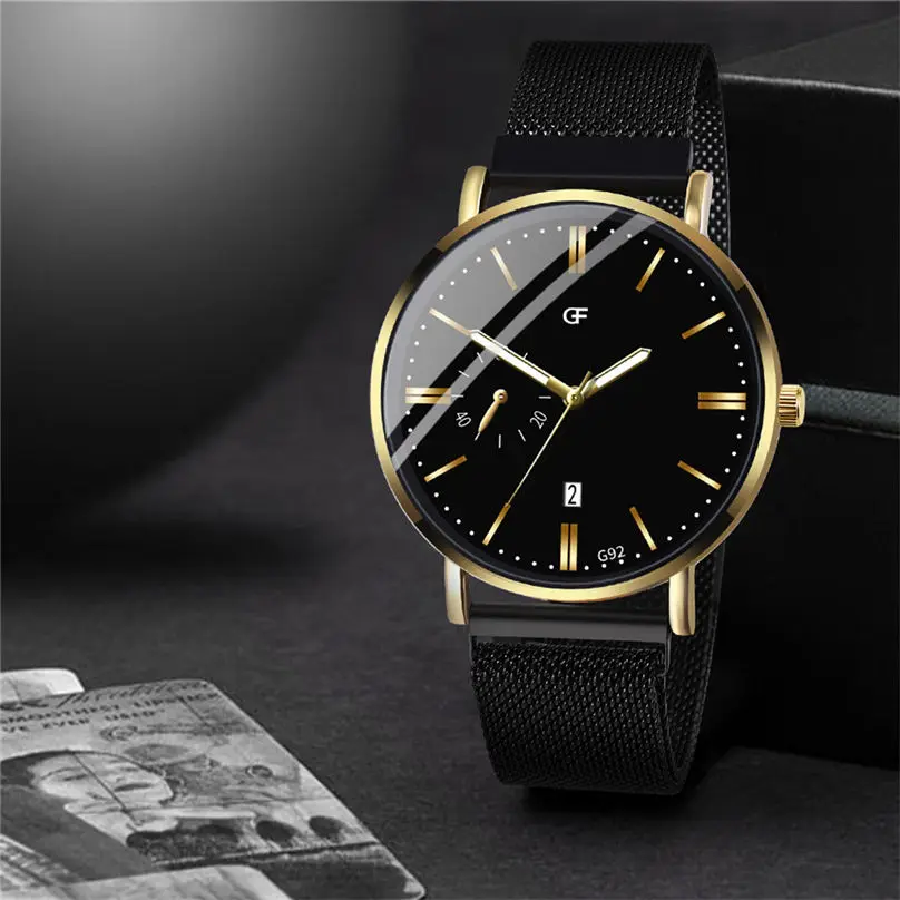 Men's Fashion Casual Business Watch Simple Magnet Buckle Mesh With Analog Men Quartz Watches 3D12 (14)