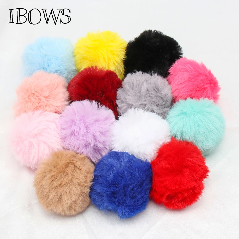 

IBOWS 5pcs Rabbit Fur PomPom Ball Multi-colors Ball for DIY Keychain Bag Charm Knitted Hat Hair Accessories Decoration Crafts