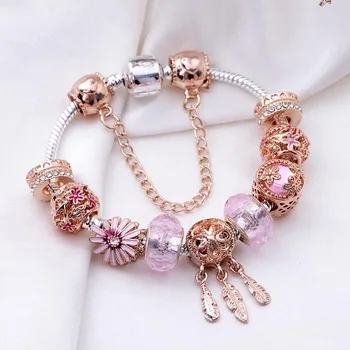 

SPP2 Variety of Design Charm Bracelet with Mickey Enamel Beads Women&Child Glass Fit Brand Bracelet Fit Women Jewelry