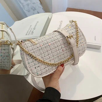 

Sequins Square Chain Tote bag 2020 Fashion New Quality Wool Women's Designer Handbag Travel Shoulder Messenger Bag Phone Purses