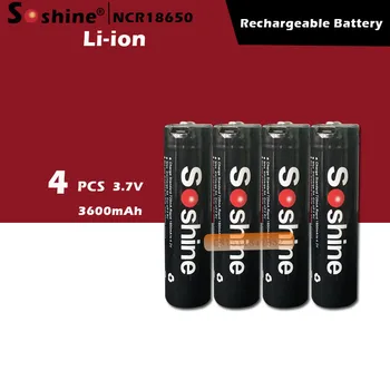 

4 pcs original SOSHINE 18650 rechargeable battery 3.7V 3600mah with Built-In Micro USB directly charger port