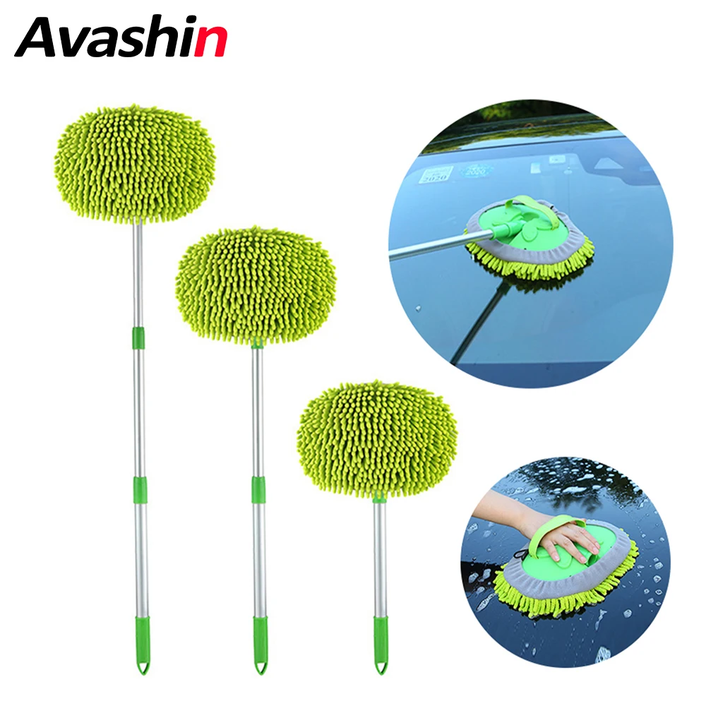 

Car Detailing Brush Adjustable Telescoping Cleaning Mop Auto Window Tire Washing Soft Chenille Broom Wash Tool Dust Remover Mops