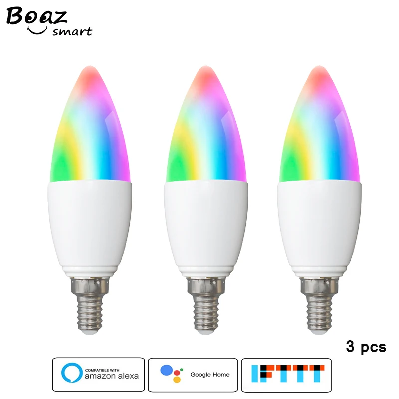 

Boaz Wifi led smart bulb 5W E12 E14 dimmable Ambiance Decorative Candle Bulbs Energy Saving Work with Alexa Echo Google Home