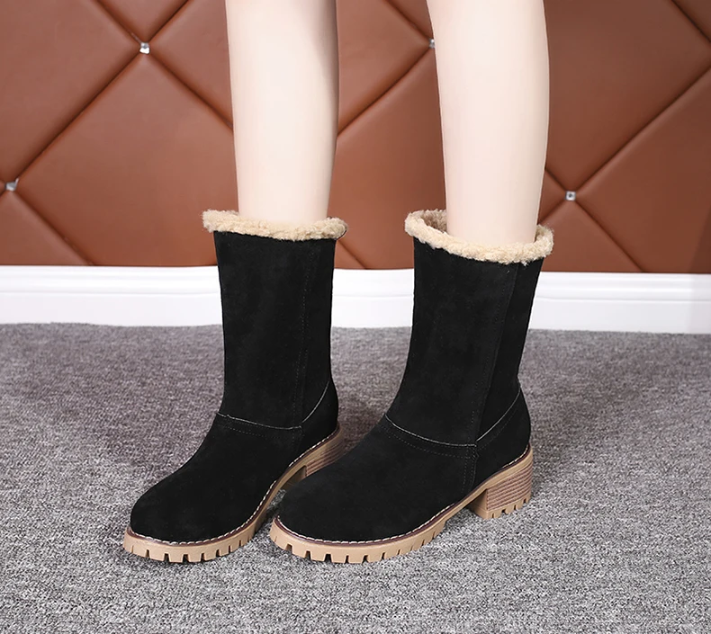 Дешевая распродажа г. Зимние женские модные ботильоны женские короткие ботиночки из флока на высоком каблуке, большой размер 43, женские боты, теплая обувь на меху
