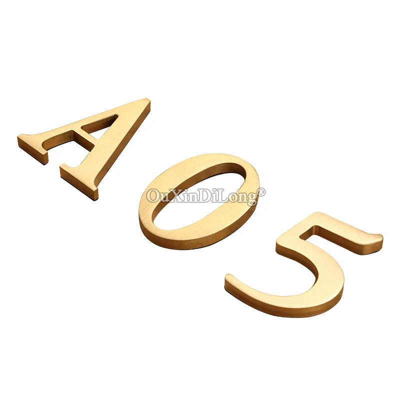 Brand New Pure Brass Self-adhesive House Signs Door Numbers Letters Door Alphabet House Mail Home Room Street Sign Address