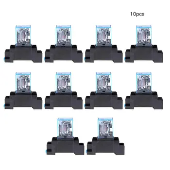 

10 Pcs 12 V 24 V DC 220 V AC Coil Power Relay LY2NJ DPDT 8 pin HH62P JQX-13F Met Socket Base Relay with base