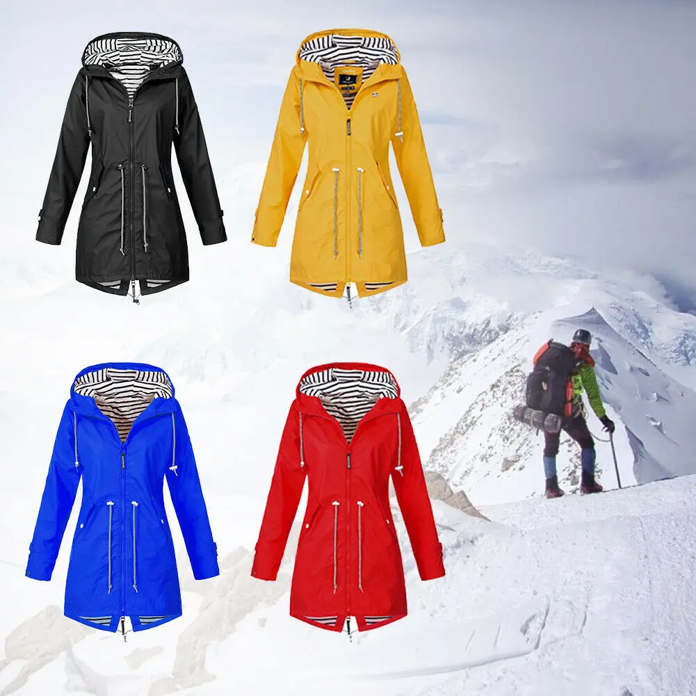 

5XL Hooded Raincoat Women Waterproof Rain Jackets Outdoor Poncho Rainwear Solid Color Raincoat Plus Rain Coat Forest Jacket D25