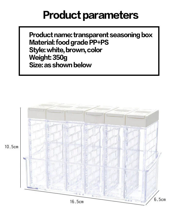 conjunto de cozinha do agregado familiar caixa de tempero frasco transparente sal pimenta spice pulverizador recipiente de armazenamento cozinha spice comin garrafa tanque