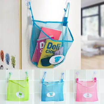 

Home Kitchen Refrigerator Hanging Storage Knitted Mesh Sucker Organizer Bag Bathroom Shower Storage Case