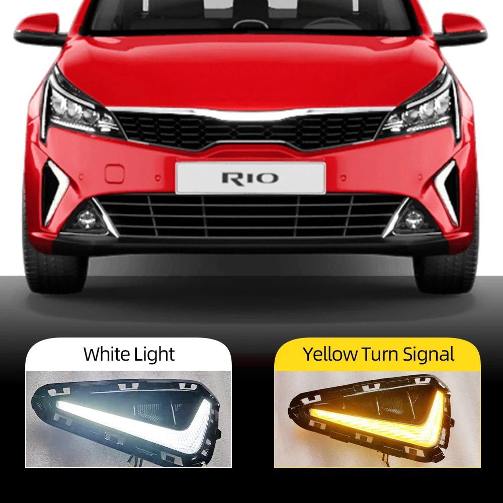 Cantina victoria Oceanía Luz de circulación diurna para coche KIA RIO 2021, Luz antiniebla de  parachoques delantero, LED DRL con intermitente amarillo, 1 Juego| | -  AliExpress
