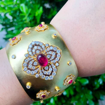 

GODKI Big Fashion Luxury Bold Bangle Cuff For Women Wedding Party Multi Cubic Zirconia Crystal CZ Dubai Gold Color Bracelet 2020