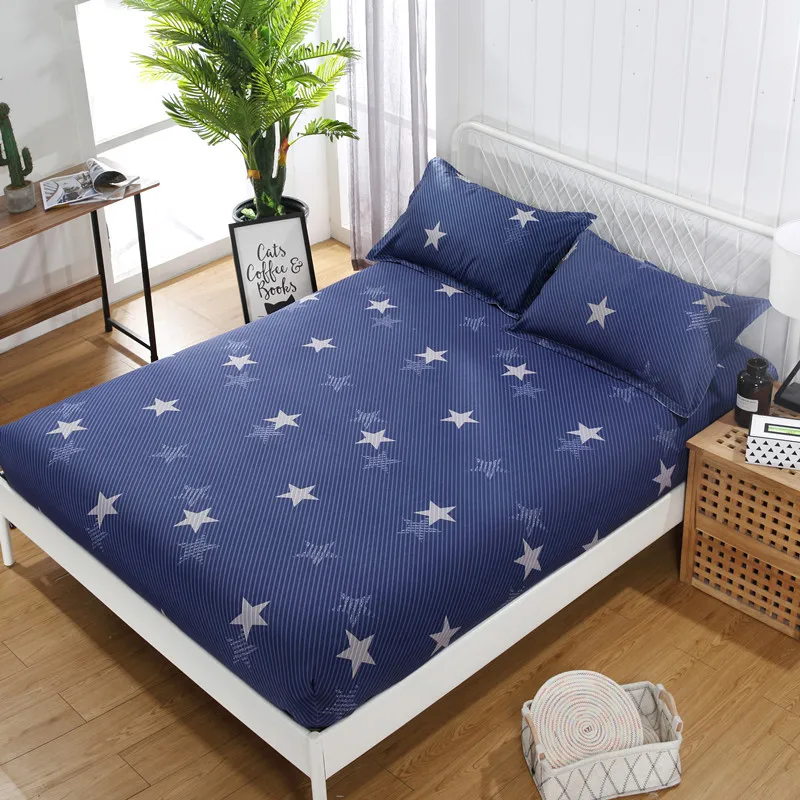 3pcs/set Print Beddings Fitted Sheet Pilowcases Elastic Mattress Cover Multi-size Mattress Protecto