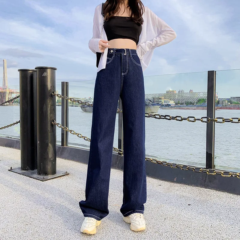 Baggy Jeans Cargo Pants Women Fall 2020 Women High Waist Slimming Capri Wide Leg Pants Dark Blue Mom Jeans Baggy Jeans Cargo Pants Women Fall 2020 Women High Waist Slimming Capri Wide Leg Pants Dark Blue Mom Jeans