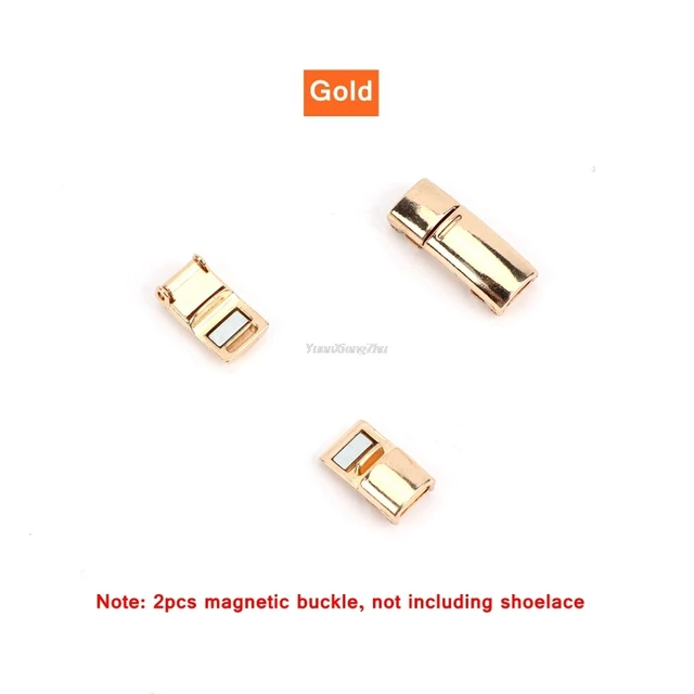 New Rainbow Magnetic Lock Shoelaces Elastic No tie Shoe laces Sneakers Shoelace Kids Adult Lazy Laces One Size Fits All Shoes Gold lock