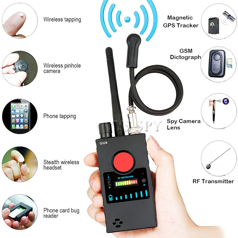 

Professional G328 Mini Spy Hidden Camera Detector RF Signal Anti Candid Cam Magnetic GPS Locator Wireless Audio GSM Bug Finder