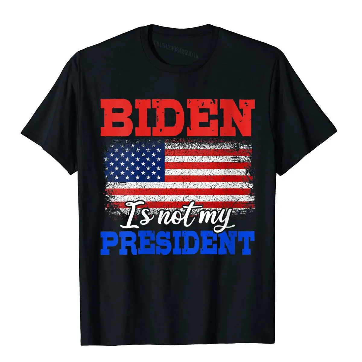 Womens Biden not my president shirt USA flag funny Anti Joe Biden V-Neck T-Shirt__B8118black