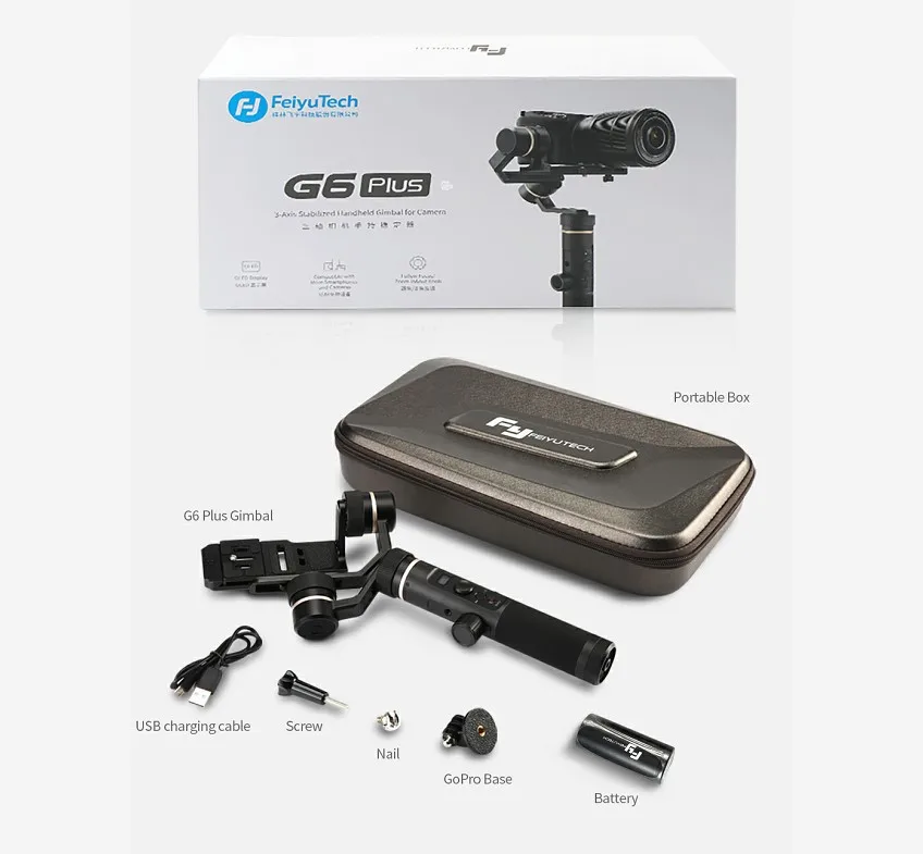 FeiyuTech G6 Plus 3-Axis ручка брызг карданный стабилизатор для экшн-камеры GoPro Hero 5 6 смартфонов беззеркальных карман Камера Feiyu G6P