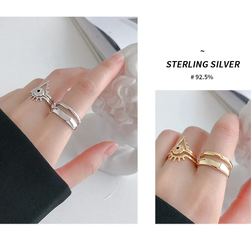 Регулируемое 925 пробы Серебряное кольцо для женщин минималистичное регулируемое большое массивное обручальное кольцо роскошное модное кольцо